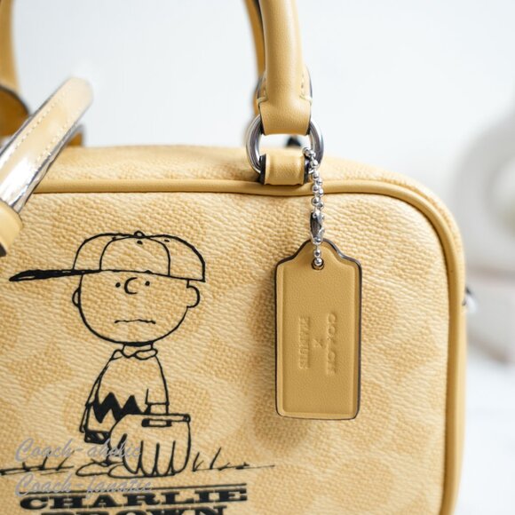 NWT Coach X Peanuts CBJ63 Satchel Crossbody Bag In Signature Canvas Charlie Brow - Picture 3 of 12